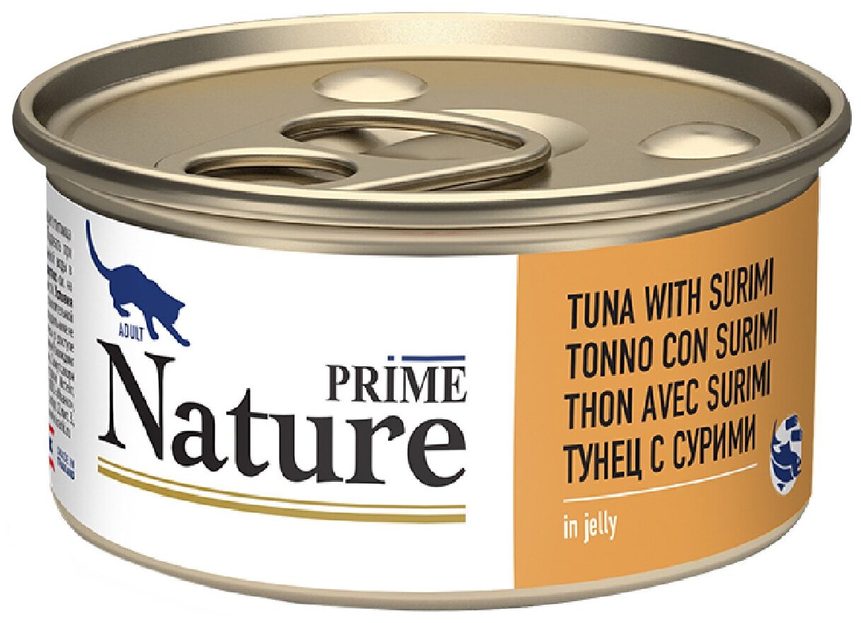 PRIME NATURE консервы для кошек в желе, тунец с сурими 85гр. - фотография № 2