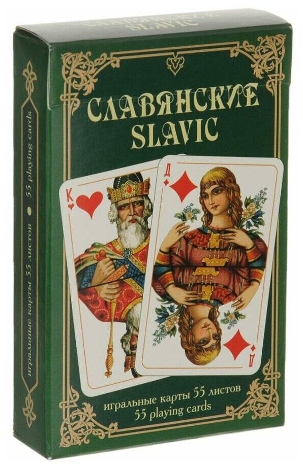 Игральные карты славянские 54 шт, Piatnik, зеленая рубашка