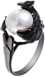 Кольцо с жемчугом из серебра KR160126-KO-WP-001-BLK JV