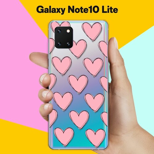 Силиконовый чехол Узор из сердец на Samsung Galaxy Note 10 Lite силиконовый чехол узор из сердец на samsung galaxy note 20