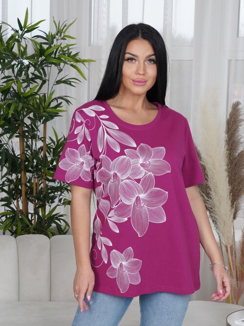 Футболка LOVETEX.STORE, размер 52, фуксия