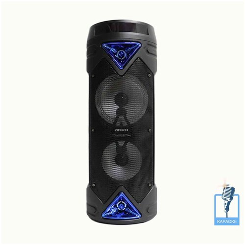 Большая колонка беспроводная bluetooth черный Портативная музыкальная блютуз с микрофоном караоке aux и usb акустическая музыкальная система 539900₽