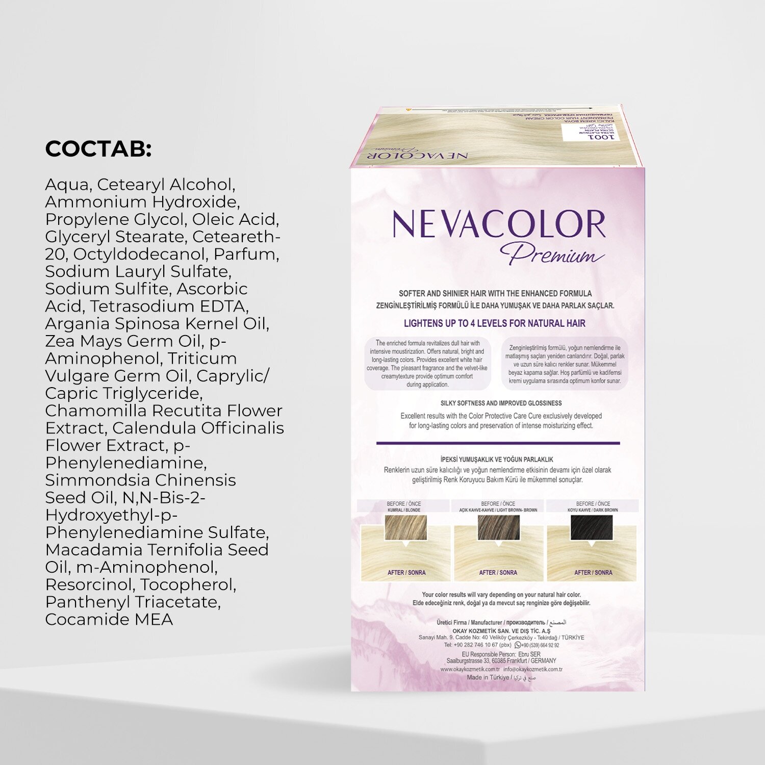 Крем-краска для волос Nevacolor Premium № 8.07 Карамель Okay Kozmetik san. ve dis tic. A.S - фото №10