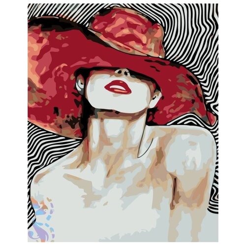 картина по номерам кошка в шляпе 40x50 см Картина по номерам Женщина в шляпе, 40x50 см