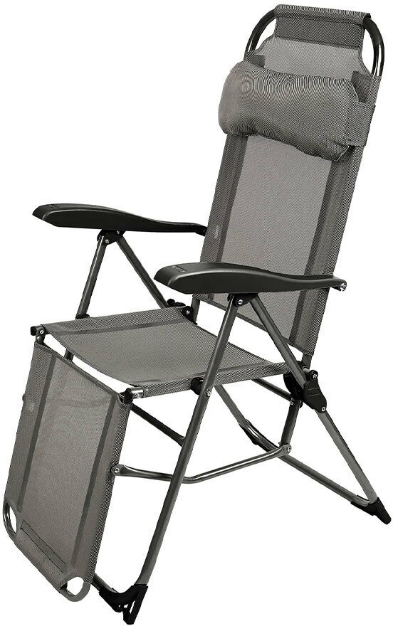 Кресло-шезлонг складное Ника серое 820х590х1160 мм с подножкой (К3/ГР)