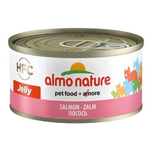 almo nature консервы для кошек с лососем и морковью 75% мяса hfc adult cat salmon Влажный корм для кошек Almo Nature Legend, с лососем 70 г (кусочки в желе)