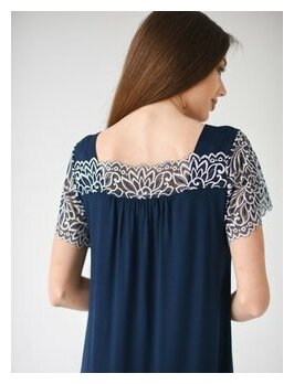 Ночная сорочка вискоза Премиум качество, темно-синяя, Велина, размер 52, Текстильный край - фотография № 8