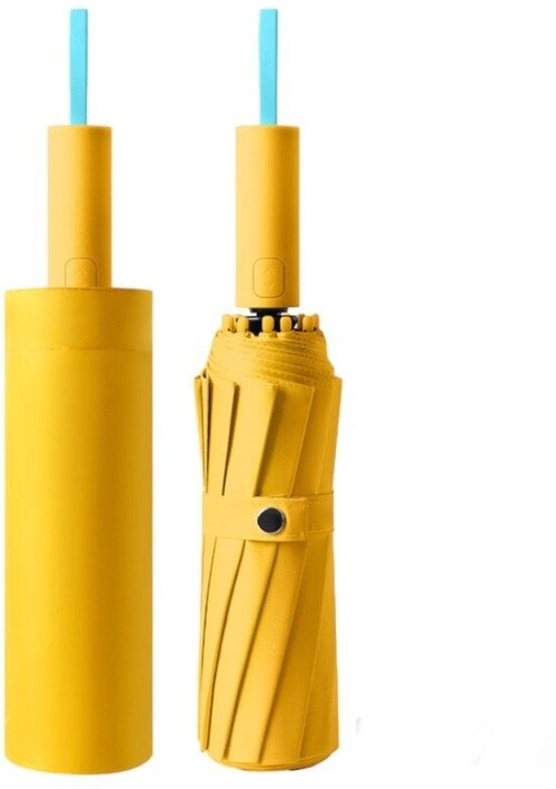 Зонт автомат, 3 сложения, купол 105 см, 12 спиц, система «антиветер», чехол в комплекте, желтый