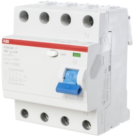 Устройство защитного отключения (УЗО) Abb 4p 40А 100мА тип AC F204 2CSF204001R2400