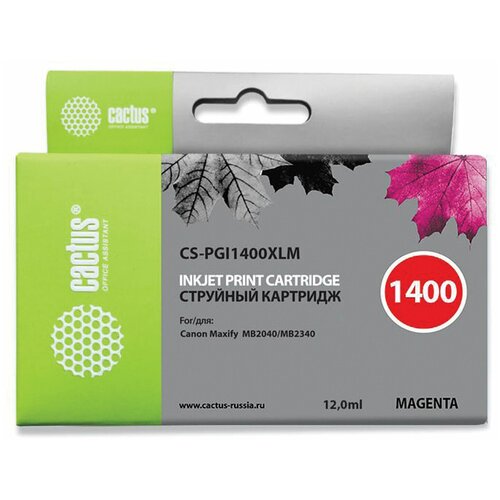 Картридж струйный Cactus CS-PGI1400XLM PGI-1400 пурпурный (12мл) для Canon MB2050/MB2350/MB2040/MB2340