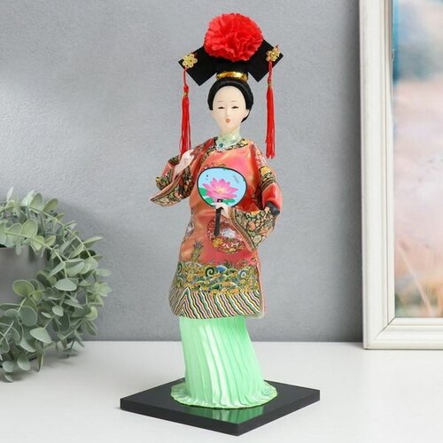 Кукла коллекционная Китаянка в традиционном наряде с опахалом 33.5х12.5х12.5 см