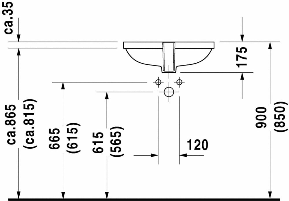 D-Code 0338490000 Раковина встраиваемая 52.5х32 см Duravit - фото №5