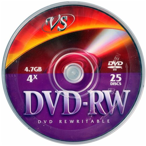 VS Диск для записи, DVD-RW 4,7 GB 4x CB/25