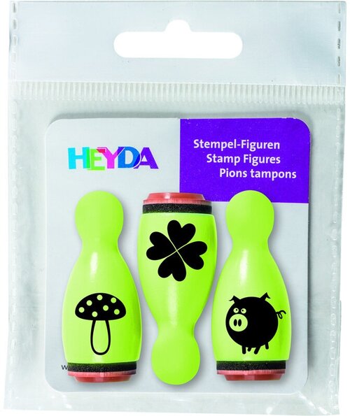Штампики Heyda, кегли (гриб, цветок и хрюшка), зеленый 14 мм