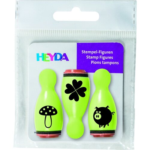 Штампики Heyda, кегли (гриб, цветок и хрюшка), зеленый 14 мм престиж набор для детского творчества штампики арт 105 28