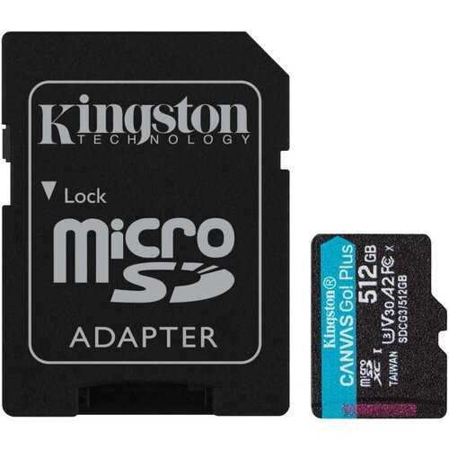 Флеш карта microSDXC Kingston 512GB SDCG3/512GB Canvas Go! Plus + adapter карта памяти kingston microsdxc 512gb class10 canvas go plus adapter sdcg3 512gb
