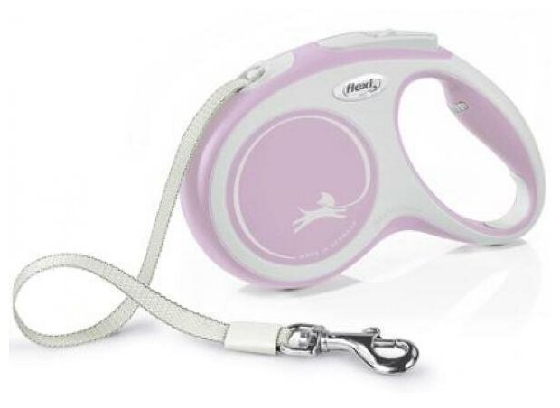 Flexi Рулетка-ремень для собак до 25кг, 5м, розовая (New Comfort M Tape 5m rose)