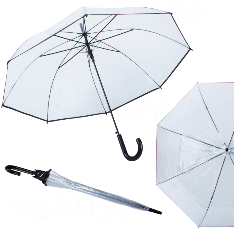 Зонт-трость ЭВРИКА подарки и удивительные вещи 8 спиц полуавтомат, женский, мужской, прозрачный