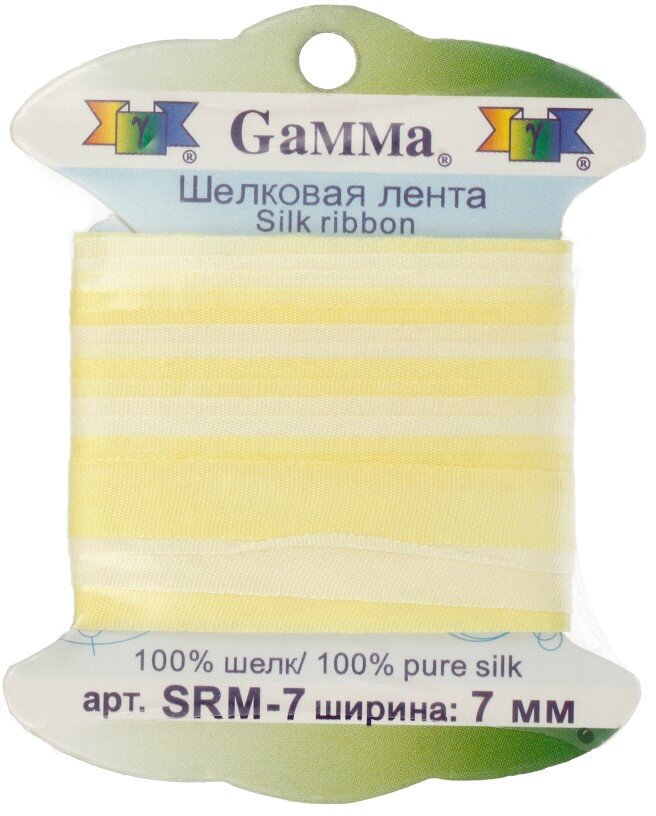 Лента шелковая "Gamma" SRM-7 7 мм 9.1 м ± 0.5 м M013 бл. желтый/св. желтый