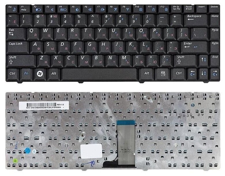 Клавиатура для ноутбука Samsung R517, R519, R620, R719 черная, 86 кнопок
