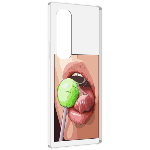 Чехол MyPads зеленый-чупа-чупс женский для Samsung Galaxy Z Fold 4 (SM-F936) задняя-панель-накладка-бампер