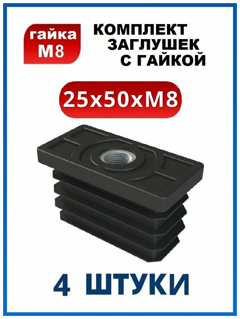 Заглушка 25х50 с резьбой М8 (4 шт.)