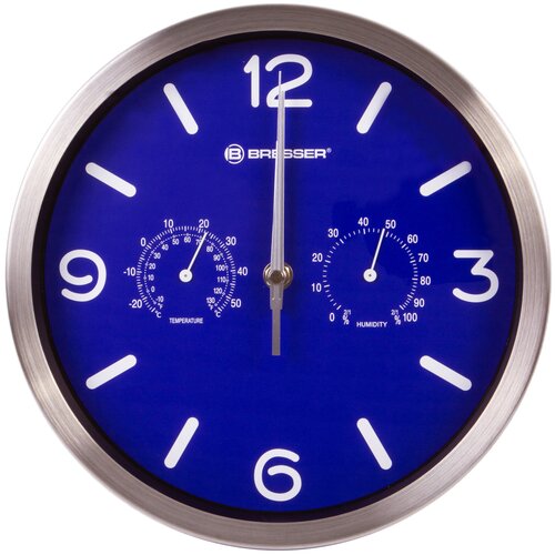 Часы настенные Bresser MyTime ND DCF ThermoHygro 25 см синие 484100₽
