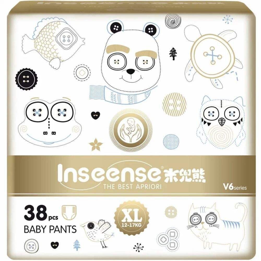 Трусики-подгузники Inseense Супертонкие V6 XL 12-17 кг Ins38gold (38 шт) - фото №7