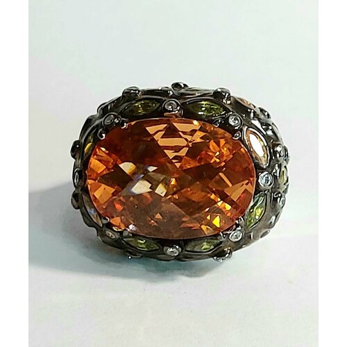 Перстень SKOROBOGATOV JEWELRY, серебро, 925 проба, родирование, циркон, размер 18