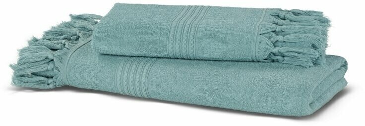 Полотенце из хлопка Hamam, Meyzer Tassels, 50*100 см, бирюзовый (aqua)