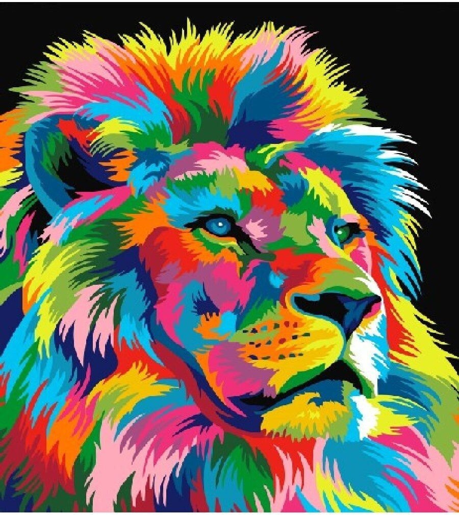 Картина по номерам Радужный лев 40х50 см