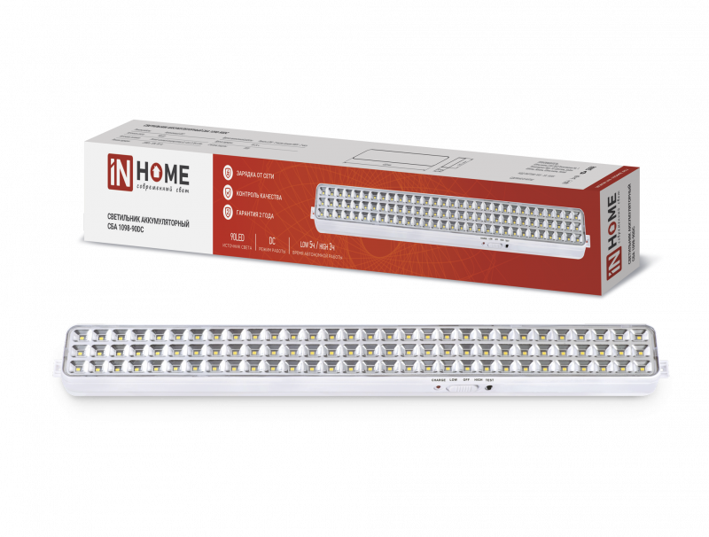 IN Home Светильник сд ав СБА 1098-90DC 90 LED 2.2Ah lithium battery DC 4690612029535