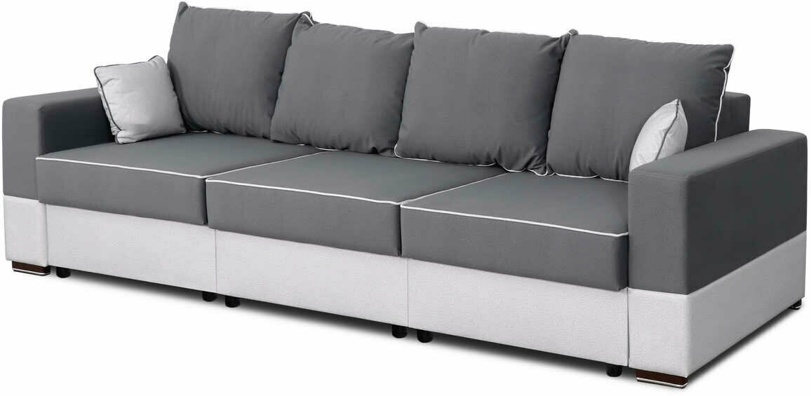 Диван кровать Бостон 2400 Вариант 4 серый / светло-серый (Bonnel) 280x104x72 / 280x152x61 МебельГрад