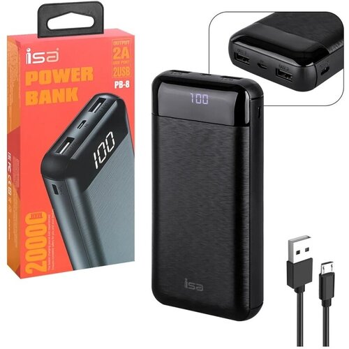 Внешний аккумулятор Power bank ISA PB-8 20000 mah черный Павербанк 150000₽