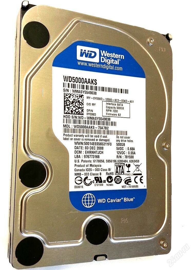 Жесткий диск Western Digital 500Gb (WD5000AAKS)