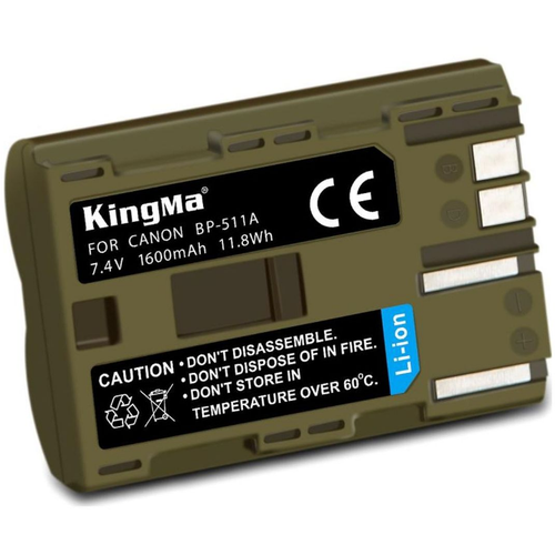 Аккумулятор, сменная батарея Kingma BP-511 для фото/видео камер Canon (1600 mAh) аккумулятор сменная батарея kingma en el3e для фото видео камер nikon 1600 mah