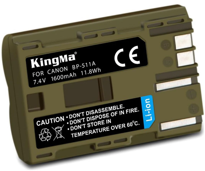 Аккумулятор Kingma BP-511 для камеры Canon, 1600mAh