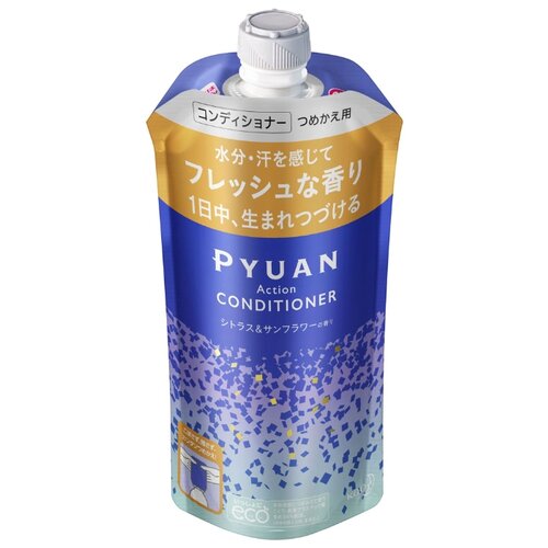 Купить Кao merit pyuan action кондиционер для волос с ароматом цитрусовых и подсолнечника, мягкая упаковка, 340 мл, KAO