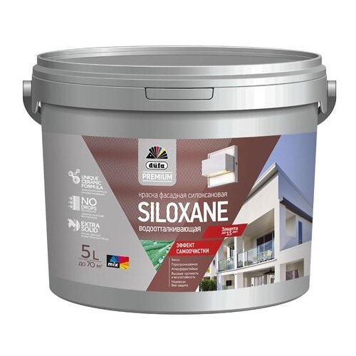 Краска силоксановая Dufa Premium Siloxane глубокоматовая белый 5 л 8.25 кг краска фасадная акрил силоксановая dufa premium siloxane база 1 0 9 л