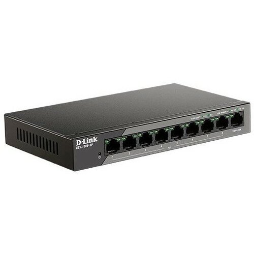 D-Link Сетевое оборудование DSS-100E-9P B1A Неуправляемый коммутатор с 8 портами 10 100Base-TX и 1 портом 10 100 1000Base-T 8 портов PoE 802.3af at, h3c ls 1850v2 9p геотеркнет гигабайт коммутатор