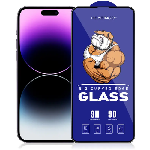 Защитное стекло на дисплей HeyBingo 9D/9H iPhone 13 Pro, Черная рамка, Толщина 0,3мм