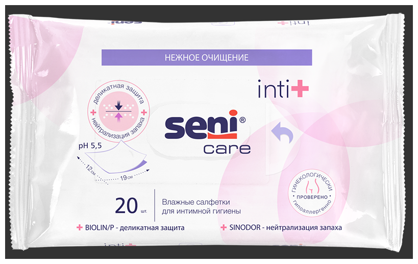 Влажные салфетки SENI CARE Inti+ для интимной гигиены, 20 шт.