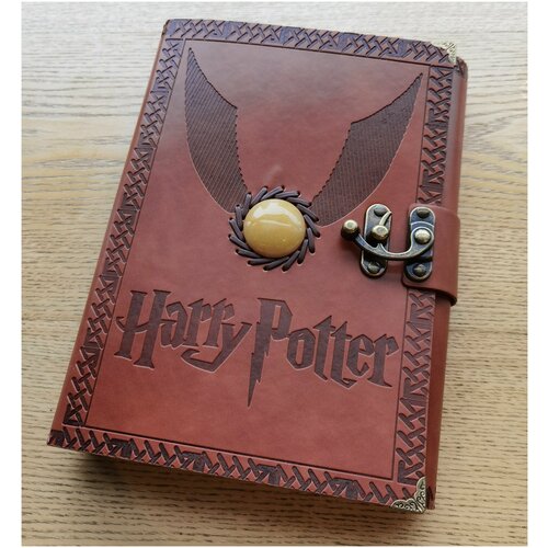 Блокнот Гарри Поттер Золотой Снитч, книжный, крафтовая бумага, экокожа, тиснение
