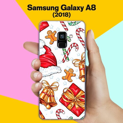 Силиконовый чехол на Samsung Galaxy A8 (2018) Узор новогодний / для Самсунг Галакси А8 2018 силиконовый чехол на samsung galaxy a8 2018 узор новогодний для самсунг галакси а8 2018