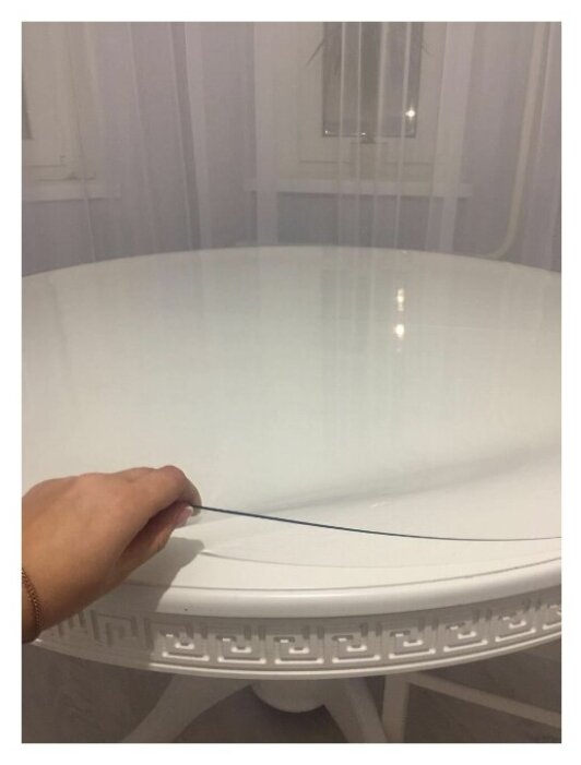 Прозрачная скатерть на стол, Размер 60 см * 140 см, Толщина 0,8 мм (мягкое / жидкое стекло, ПВХ пленка для стола, Силиконовая скатерть). - фотография № 6