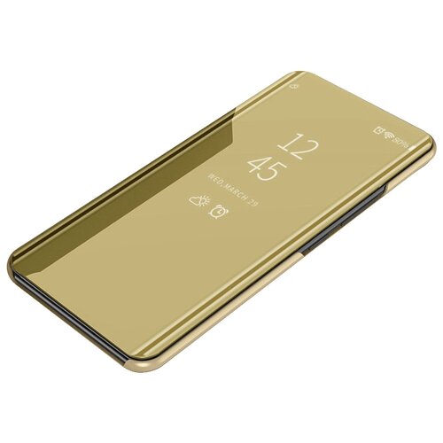 фото Чехол-книжка mypads для motorola с функцией включения и блокировки экрана полупрозрачный с зеркальной поверхностью золотой