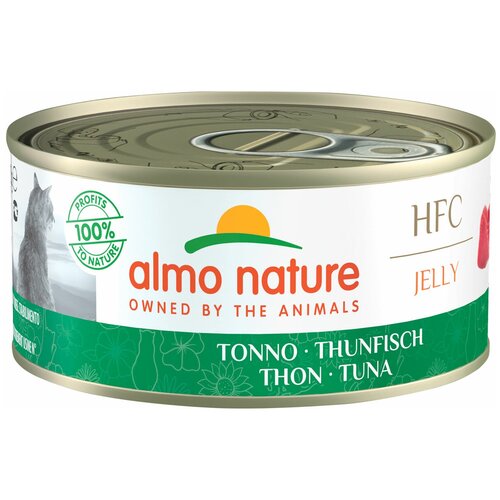 Влажный корм для кошек Almo Nature HFC Jelly с тунцом 150 г (кусочки в желе) влажный корм для кошек almo nature legend с тунцом с креветками 150 г кусочки в желе