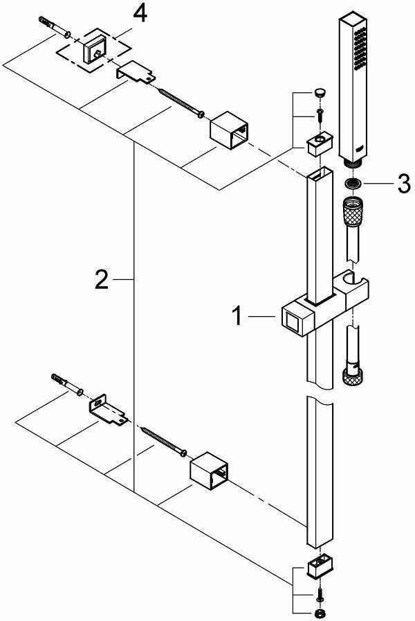 Душевой гарнитур GROHE Euphoria Cube (ручной душ, штанга 900 мм, шланг 1750 мм), хром (27700000) - фотография № 14