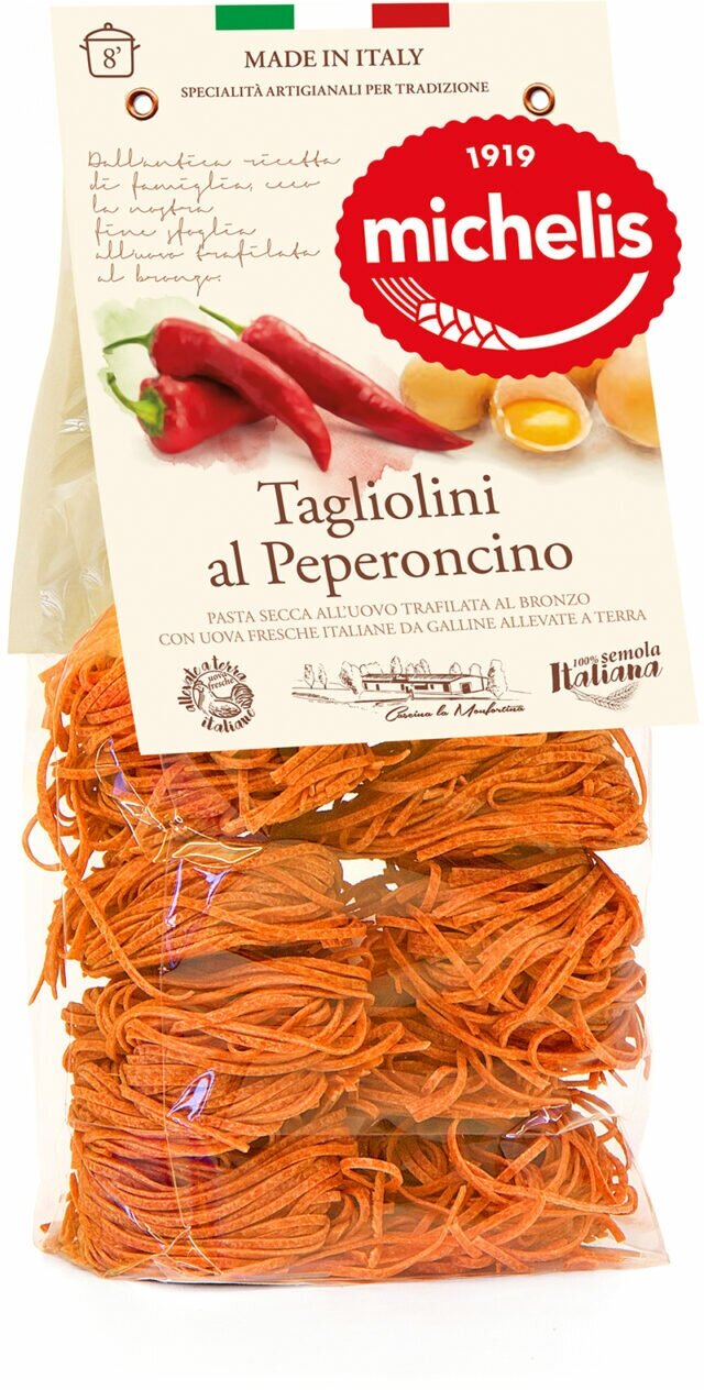 Michelis Тальолини яичные Пеперончино ручной работы Италия, 250 г - фотография № 1