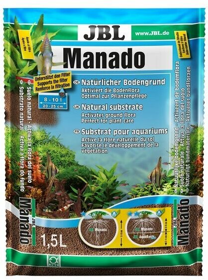 Питательный грунт JBL Manado 1,5l, улучшающий качество воды и стимулирующий рост растений, красно-ко . - фотография № 1